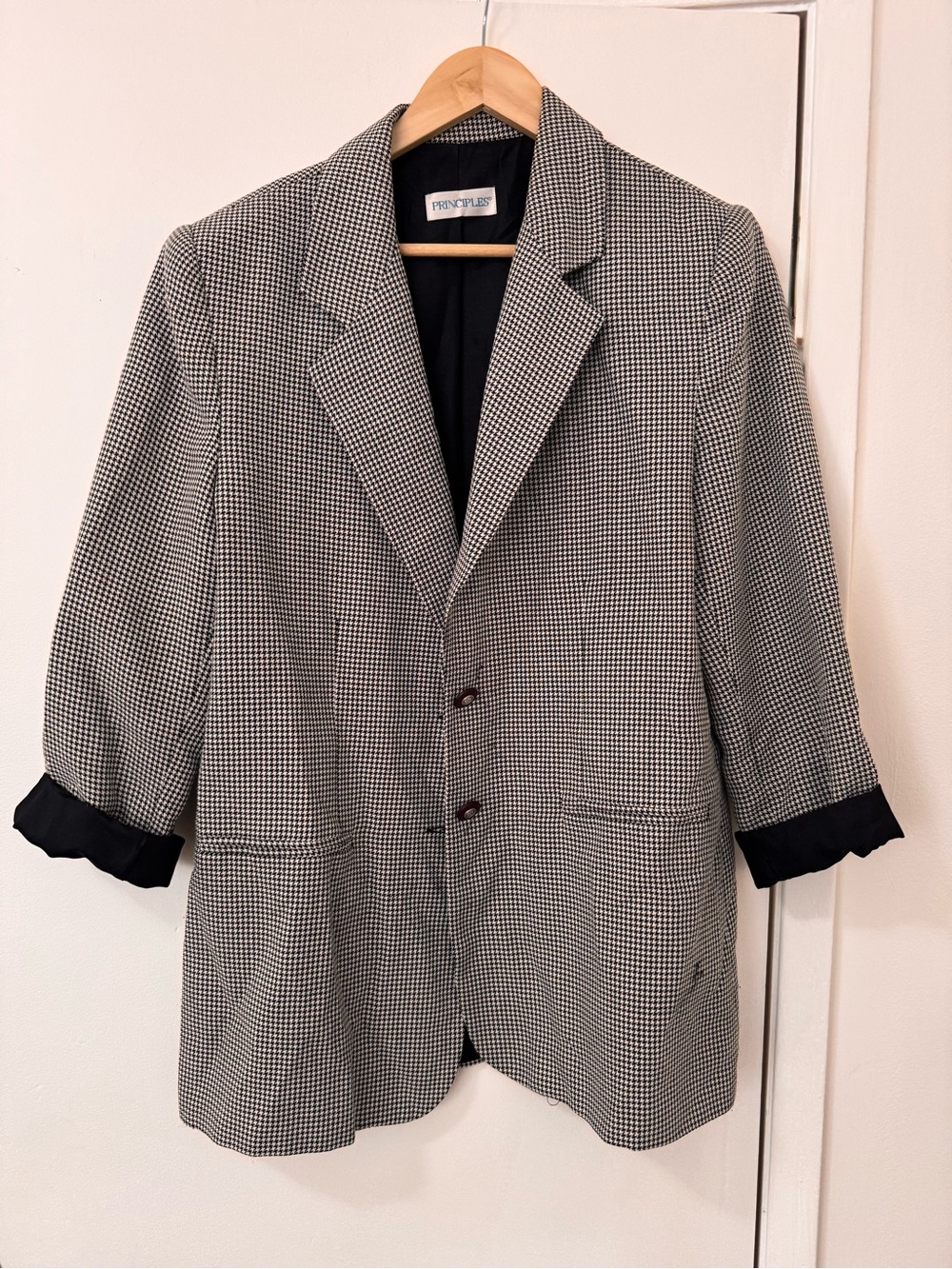 Vintage Principles Houndstooth Blazer Size 12 Made in Canada